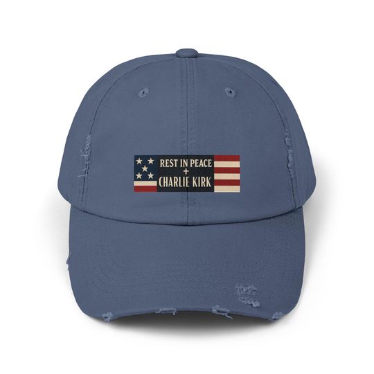 Charlie Kirk Distressed Cap, Rest in Peace Charlie Kirk Hat, Remembering Charlie Kirk Cap, Great American Patriot Charlie Kirk