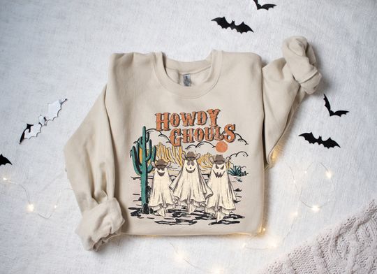Western Halloween Sweatshirt, Howdy Ghouls SSweatshirt, Western Halloween Sweatshirt, Cowboy Ghost Western Halloween Sweatshirt