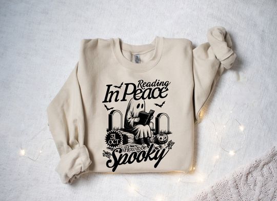 Discover Ghosts Reading Sweatshirt, Spooky Halloween Shirt, Halloween Gift, Cute Ghost Shirt, Spooky Season Shirt, Halloween Sweatshirt, Book Lovers