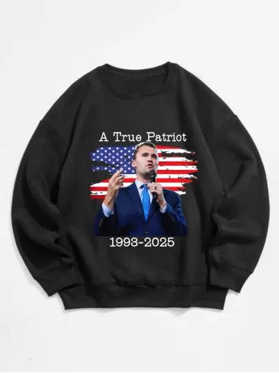 Charlie Kirk True Patriot American Pride Hoodie Red White Blue Graphic Shirt