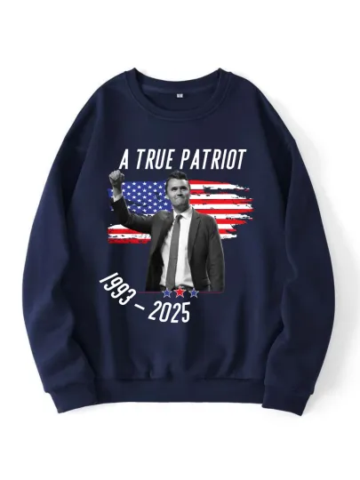 Charlie Kirk True Patriot 1993-2025 Rip Memorial American Flag Sweatshirt