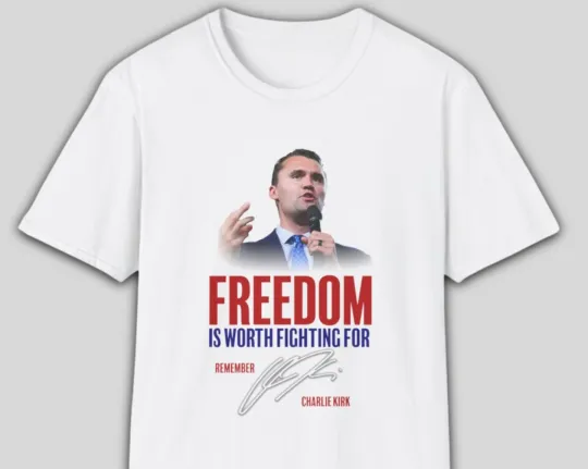 Discover Charlie Kirk T-Shirt Memorial Remember Conservative TPUSA Assassination Freedom