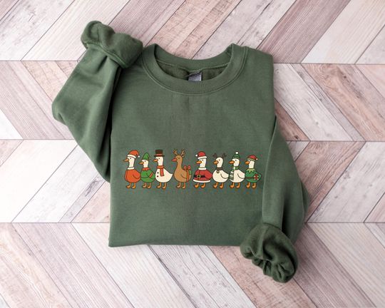 Discover Festive Goose Christmas Sweatshirt: Funny Holiday Duck Shirt