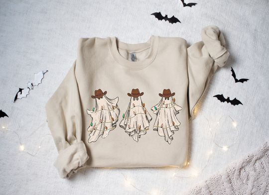 Discover Cowboy Ghost Sweatshirt, Cowboy Christmas Sweatshirt, Christmas Sweatshirt, Western Christmas Sweatshirt, Ghost Shirt, Cute Spooky Shirt