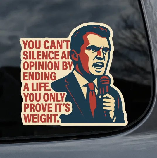 Discover Charlie Kirk Inspirational Tribute Sticker You Can't Silence an Opinion