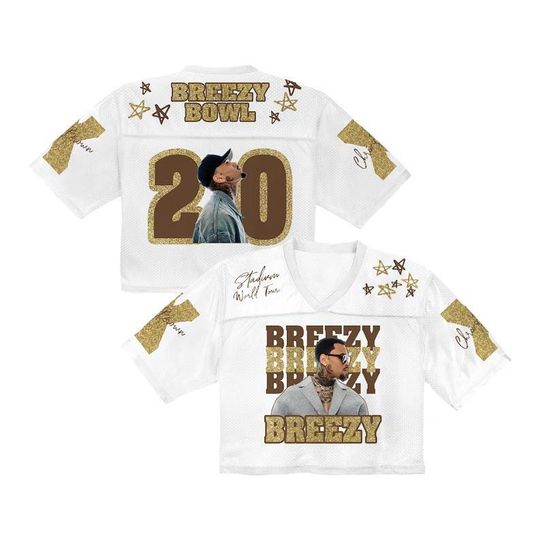 Discover Chris Brown Crop Top Jersey  Breezy Bowl Stadium World Tour Mesh Shirt, Concert Outfit, Rave Festival Top, Fan Gift