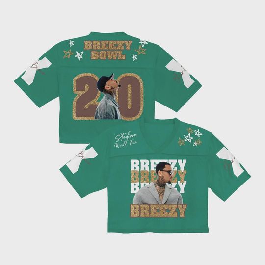 Chris Brown Breezy Bowl XX 2025 Crop Top Jersey  Mesh Shirt, Concert Outfit, R&B Fan Merch, Fast Shipping