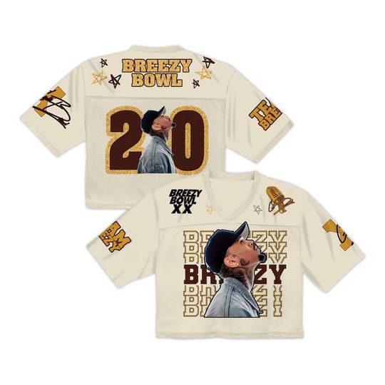 Discover Chris Brown Crop Top Jersey  Breezy Bowl Stadium World Tour Mesh Shirt, Concert Outfit, Rave Festival Top, Fan Gift