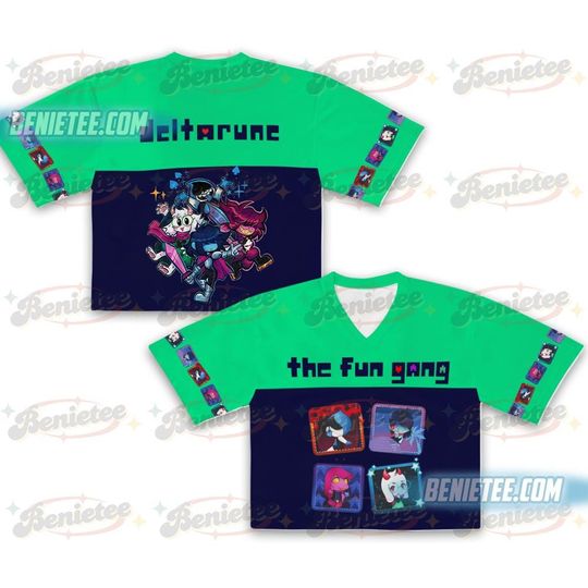 Deltarune Jersey Crop Top, Kris Susie Ralsei Gaming Shirt, Pixel Art Gamer Gift