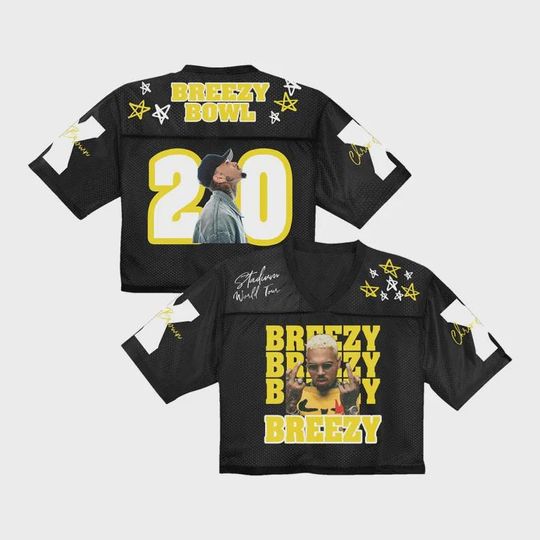 Discover Chris Brown Crop Top Jersey  Breezy Bowl Stadium World Tour Mesh Shirt, Womens Concert Outfit, Hip Hop Festival Rave Top