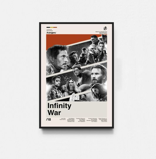 Infinity War - Avengers Poster, Marvel Poster, Movie Poster, Midcentury Art, Minimalist Art, Retro Poster, Vintage Poster