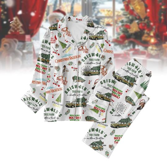 Merry Christmas Shitters Full Pajamas, Griswold's Tree Farm Sleepwear, National Lampoons Christmas Vacation Movie, Xmas Sarcastic Shirt