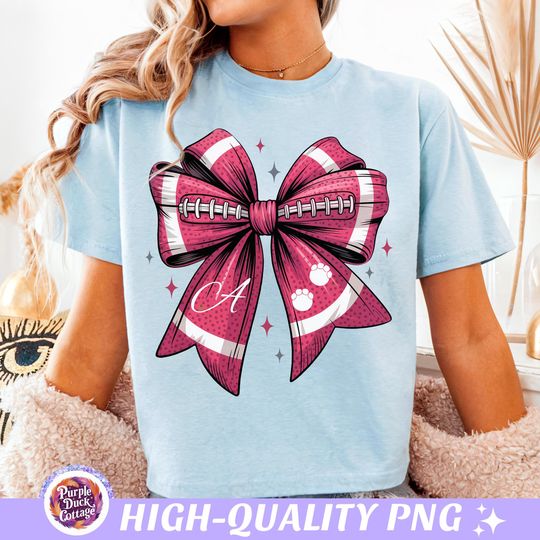 Albm Football Team Bama Coquette Bow T-Shirt, Game Day Football Shirt Mom