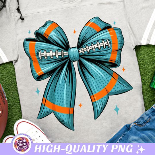 Miami Football Team Dolphins Coquette Bow T-Shirt, Game Day Football Shirt Mom