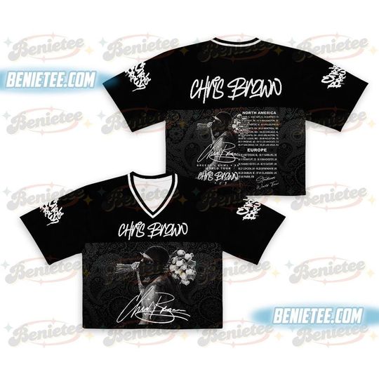 Discover Chris Brown Croptop Jersey, Chris Brown Concert Retro 2025 Gift Jersey, Music Tour Y2k Shirt, Chris Brown Fan Gift Shirt