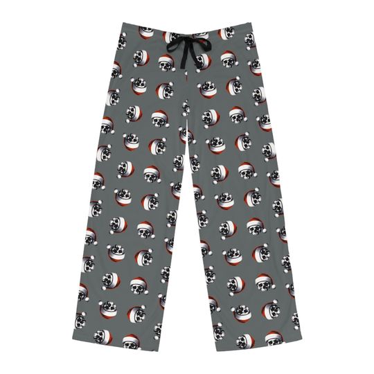 Earl Greyskull ** Limited Edition** Gray Santa Skull Pajama Pants - Dark Holiday Festive Skull Sleepwear, Christmas Lounge Bottoms