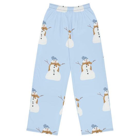Snowman Lounge Pants: Unisex Wide-Leg Christmas Pajamas