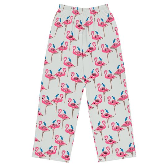 Pink Flamingo unisex wide-leg pants // Cute flamingo lounge pants