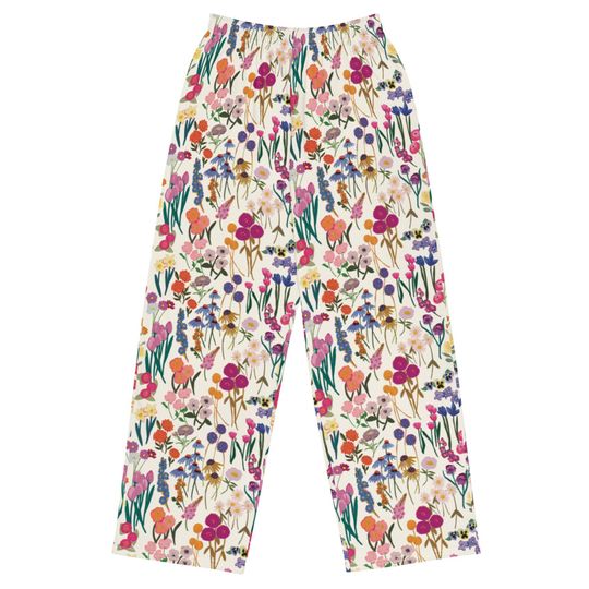 Floral Print Wide-Leg Pants: Unisex Lounge Wear