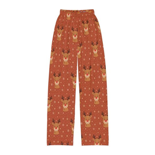 Cozy Reindeer Kids Lounge Pants  Festive Christmas Pajama Pants for Children  Holiday Sleepwear Gift