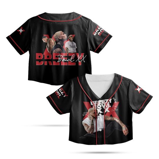 Discover Personalized Chris Brown Tour CropTop Baseball Jersey, Breezy Bowl XX Music Tour 2025 CropTop Baseball Jersey
