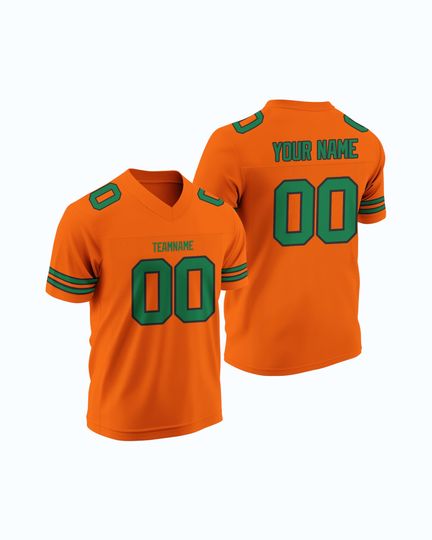 Discover Custom Orange Football American Rugby Jersey Personalized Stitched Name Number Player Team High School Sports Uniform Durable Gear for Teams