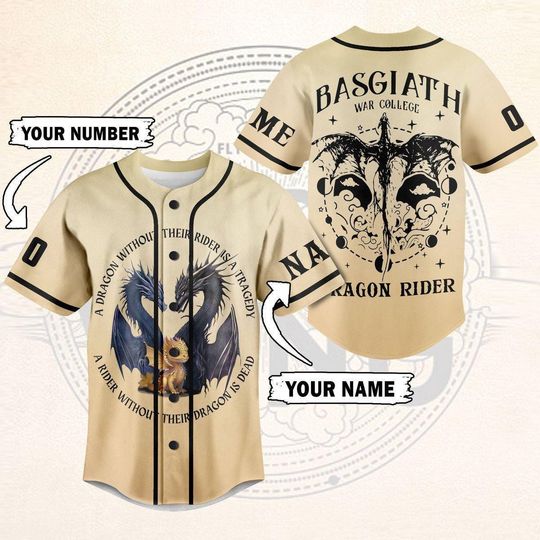Custom Basgiath War College Baseball Jersey, Fourth Wing Jersey Shirt, Bookish Dragon Shirt, Dragon Baseball Shirt, Fantasy Book Jersey