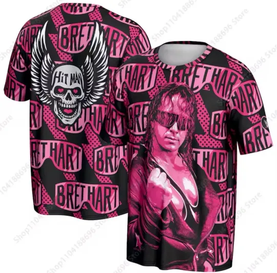 Summer Unisex Hitman Bret Hart 3D Printed Wrestling T-Shirt