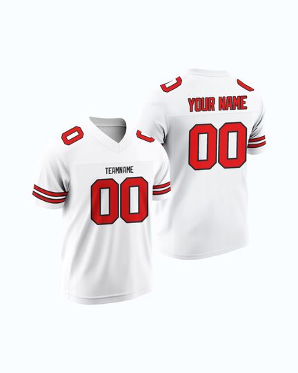 Discover Custom White Football American Rugby Jersey Personalized Stitched Name Number Team Player Sports Uniform High School Game Day Gear for Fans