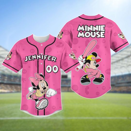 Discover Personalized Minnie Mouse Baseball Jersey, Disney Characters Jersey, Magic Kingdom Jersey, Disneyland Trip Jersey, Matching Jersey