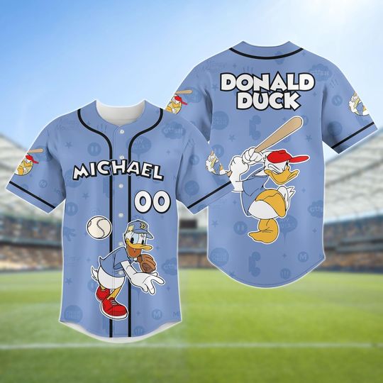 Custom Donald Duck Baseball Jersey, Disney Characters Jersey, Disneyland Trip Jersey, Family Matching Jersey, Mickey And Friends Shirt