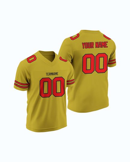 Discover Custom Yellow Rugby/American Football Jersey Personalized Stitched Embroidery Custom Name Number Player Uniform Perfect for Game Day Teams