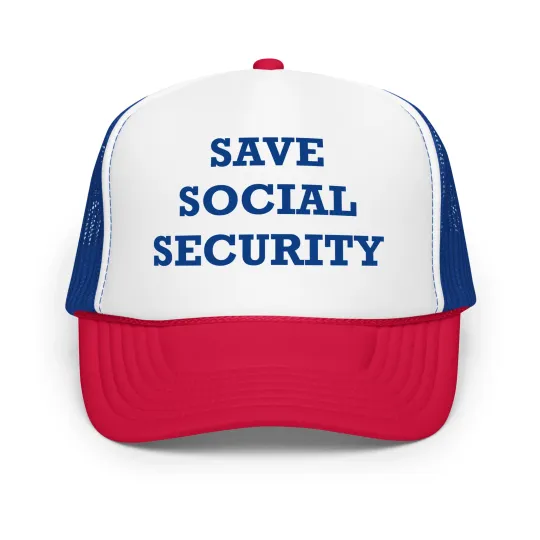 Save Social Security Foam Trucker Hat, Anti-Trump Protest Cap, Political Embroidered Hat