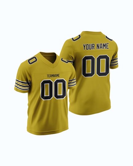 Discover Custom Gold Rugby Jersey Personalized Embroidery Custom Team Name Number Player Name Rugby Uniform Triple Thin Stripes College Sports Gear