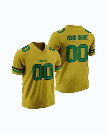 Discover Custom Gold Rugby American Football Jersey Stitched Embroidery Team Name Number Player Name Comfortable Sports Shirt for College Fans