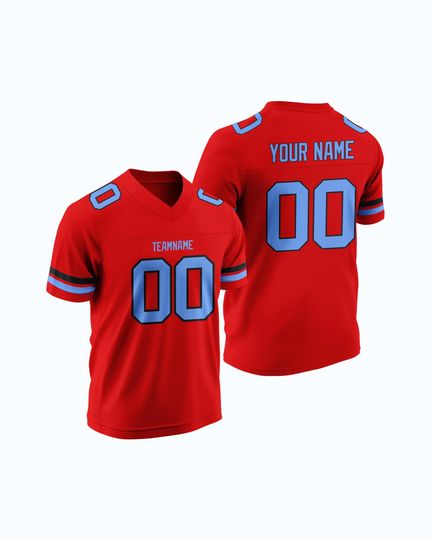 Discover Custom Red Rugby American Football Jersey Stitched Embroidery Team Name Number Player Name High School and College Uniform Gear