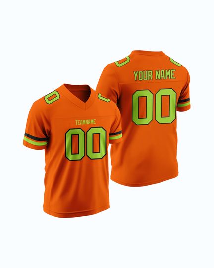 Discover Custom Orange Rugby American Football Jersey Stitched Embroidery Custom Team Name Number Player Name High School Gear for Teams