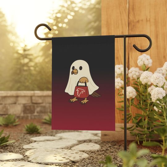 Halloween Ghost Flag, Atlanta Football Fan Flag, Atlanta Garden Flag, Sports Fan Garden Flag, Game Day Flag