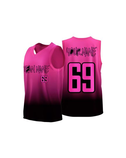 Discover Personalized Pink Gradient Basketball Jersey  Custom Name and Number Hot Press Tank Top, Graffiti Style Athletic Shirt for Team or Fans