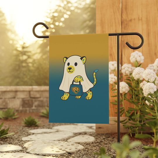 Halloween Ghost Flag, Jacksonville Football Fan Flag, Jacksonville Garden Flag, Sports Garden Flag, Game Day Flag