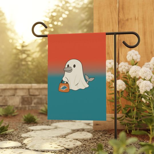Halloween Ghost Flag, Miami Football Fan Flag, Miami Garden Flag, Dolphins Fan Garden Flag, Game Day Flag