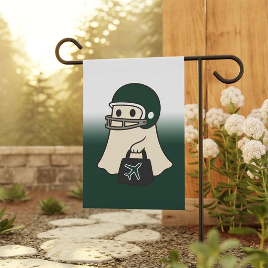 Discover Halloween Ghost Yard Flag, New York Football Fan Flag, New York Garden Flag, Sports Fan Garden Flag, Green and White Flag, Game Day Flag