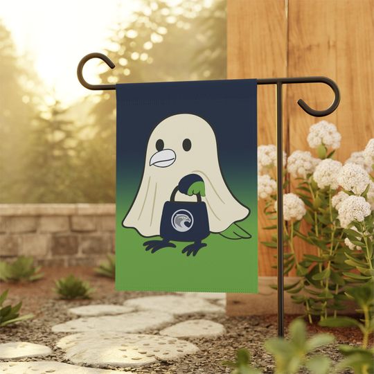 Discover Halloween Ghost Yard Flag, Seattle Football Fan Flag, Seattle Garden Flag, Sports Fan Garden Flag, Navy and Green Flag, Game Day Flag