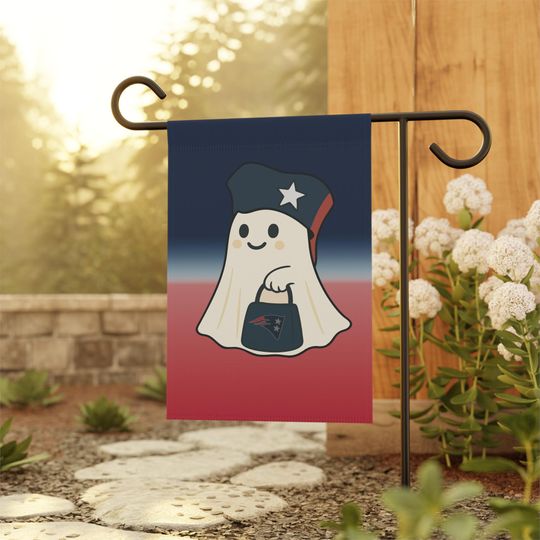Halloween Ghost Garden Flag, New England Patriots Flag, New England Football Flag, Game Day Flag