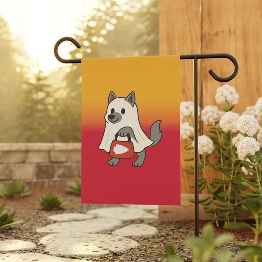 Halloween Ghost Flag, Kansas City Football Fan Flag, Kansas City Garden Flag, Sports Fan Garden Flag, Game Day Flag