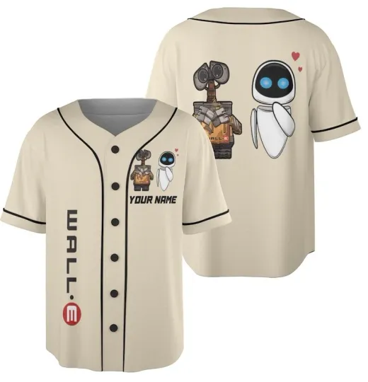 Discover Personalized Wall-e And Eve Robots Love Story Gift For Fan Baseball Jersey Shirt