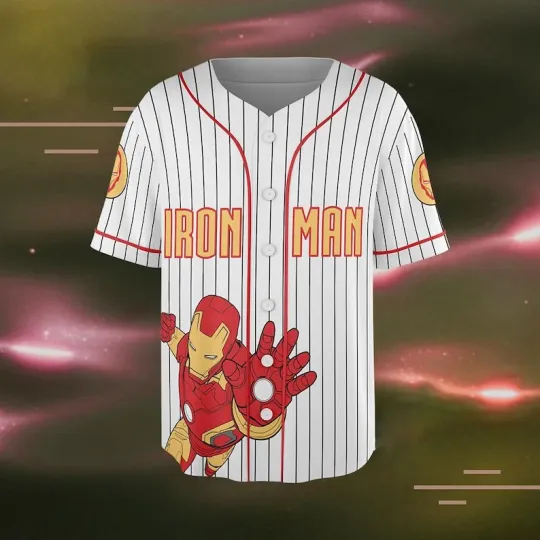 Personalized Awesome Iron Man Superhero Fan Gift Baseball Jersey Shirt
