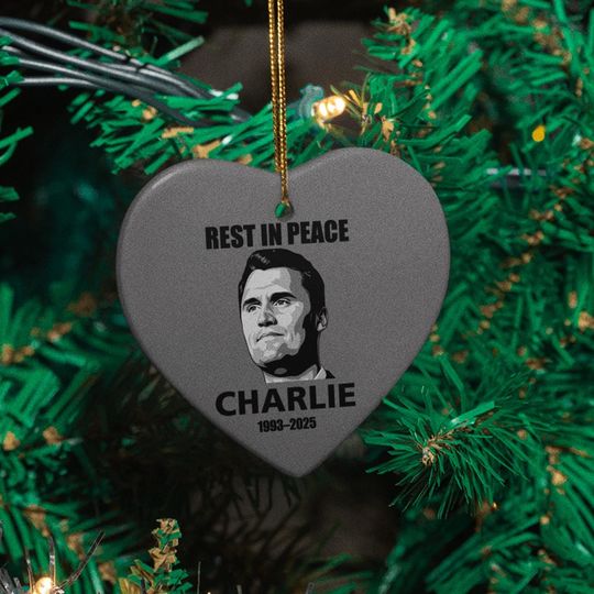 Rest in Peace Charlie Kirk Tribute Ornament, 1993-2025 Kirk Memorial Christmas Tree Decor Style, Personalized Tribute RIP Ceramic Ornament
