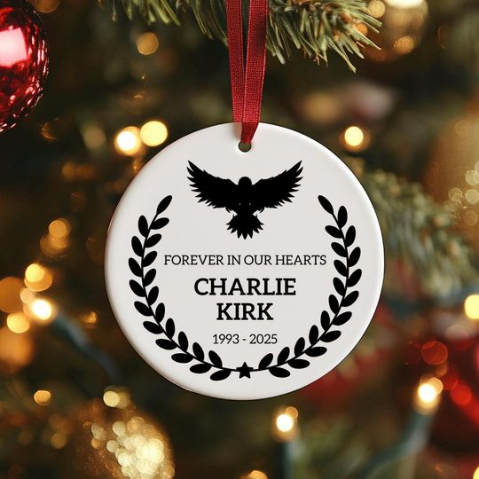 Charlie Kirk Tribute Memorial Ornament - In Memory of - Patriotic - True American Hero - Keepsake