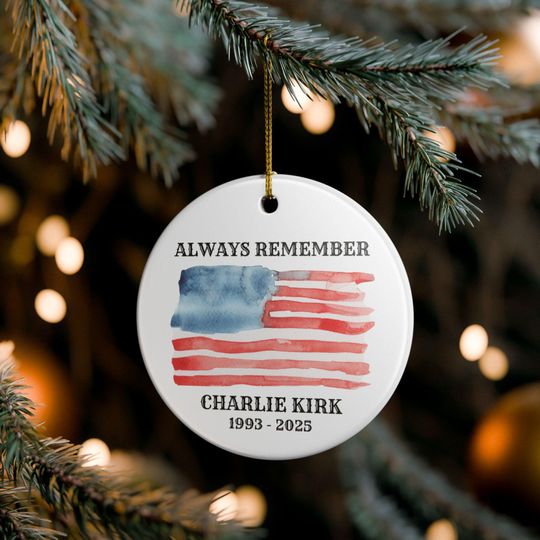 Memorial Charlie Kirk Holiday Ornament, Personalized Keepsake, American Flag Decoration, Thoughtful Gift, Tribute Style